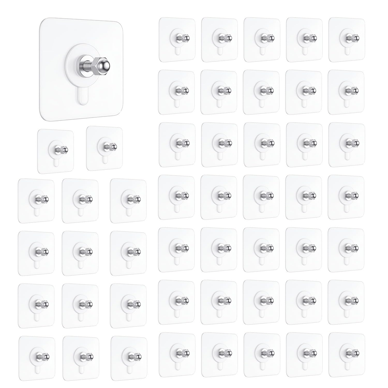 DALUCI 50 Pcs Self Adhesive Wall Hooks for Hanging | Heavy Duty Adhesive Hooks for Wall | Screw Nail Free Sticky Hooks for Wall Heavy Items Without Drilling | Transparent Wall Hanger Hook (Pack of 50)