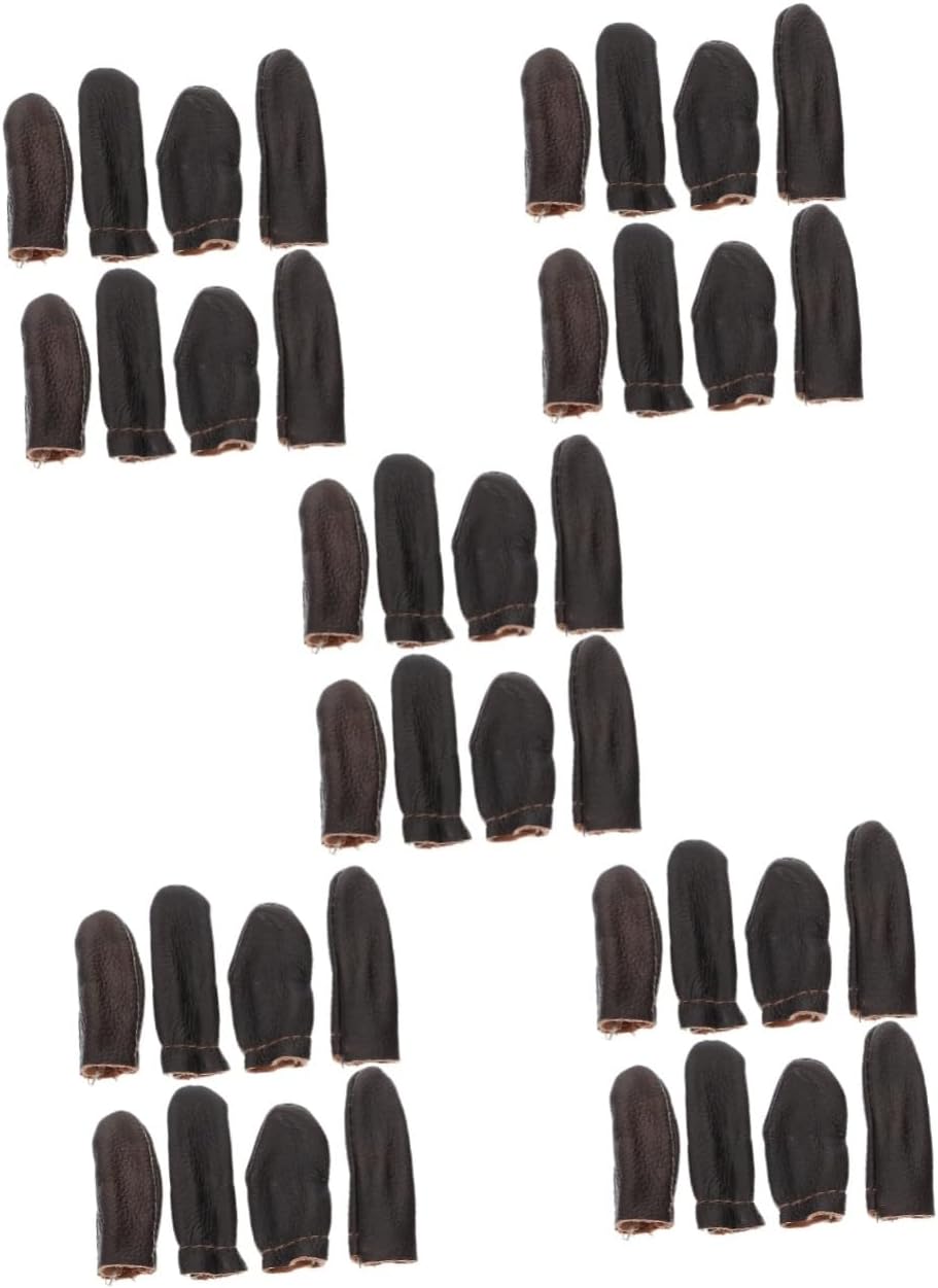 STOBOK 20sets Leather Thimble Finger Covers of Sewing Protectors for Handcrafts Random Colors Comfortable Fit for Beginners and Experienced