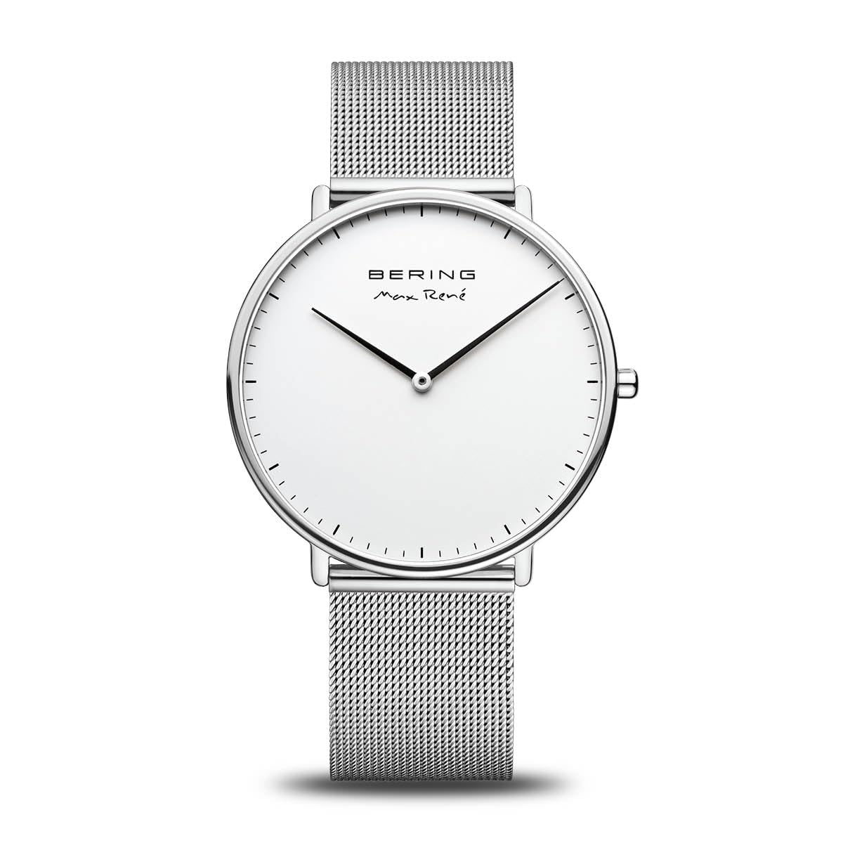 Bering Herren Quarz Uhr | Armbanduhr 38 mm Edelstahlgehäuse und Zifferblatt | Milanaisearmband | Saphierglas | 3 ATM | 15738