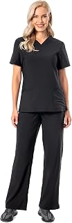 Athletic Scrub Set for Women 4-Way Stretch V-Neck Scrub Top with 2 Pockets & cargo Scrub Pant with 5 Pockets