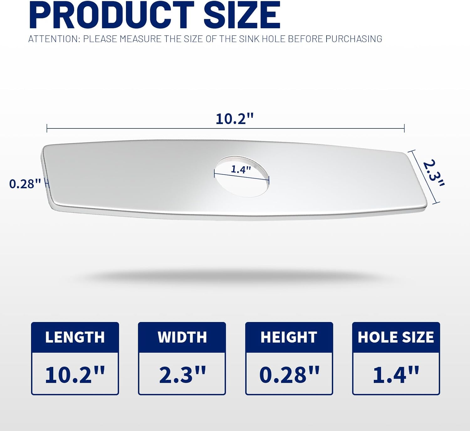 BWE 10 Inch Sink Hole Cover Deck Plate for Chrome Bathroom or Kitchen Sink Faucet 1 or 3 Hole Escutcheons Stainless Steel Vessel Vanity Sink Faucet Oversized Cover Plate Oval