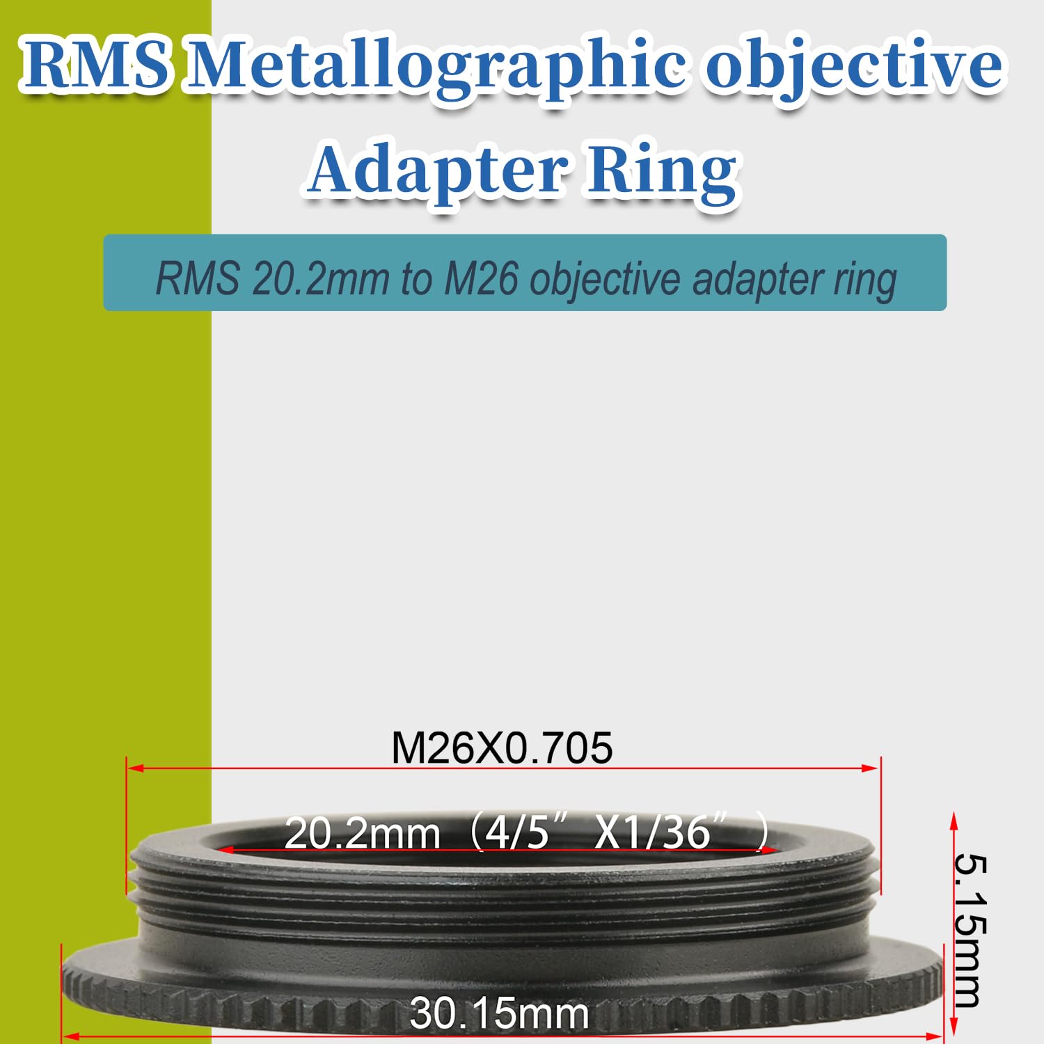 KOPPACE RMS to M26 Microscope Objective Adapter Ring M20 to M26 Adapter Interface