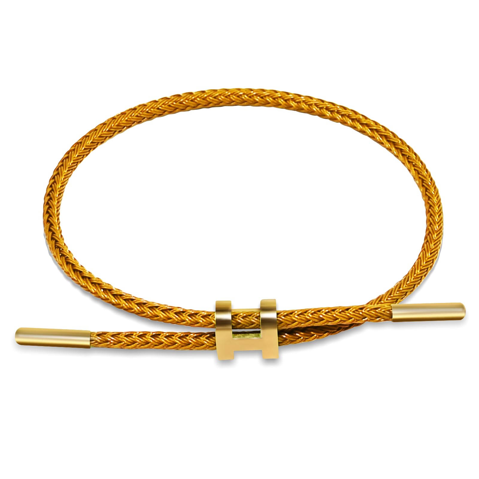 Simple Titanium Rope Steel wire Bracelet, Bracelet with Adjustable Design Polished H Shape Buckle, Fashion Gift for Women Men