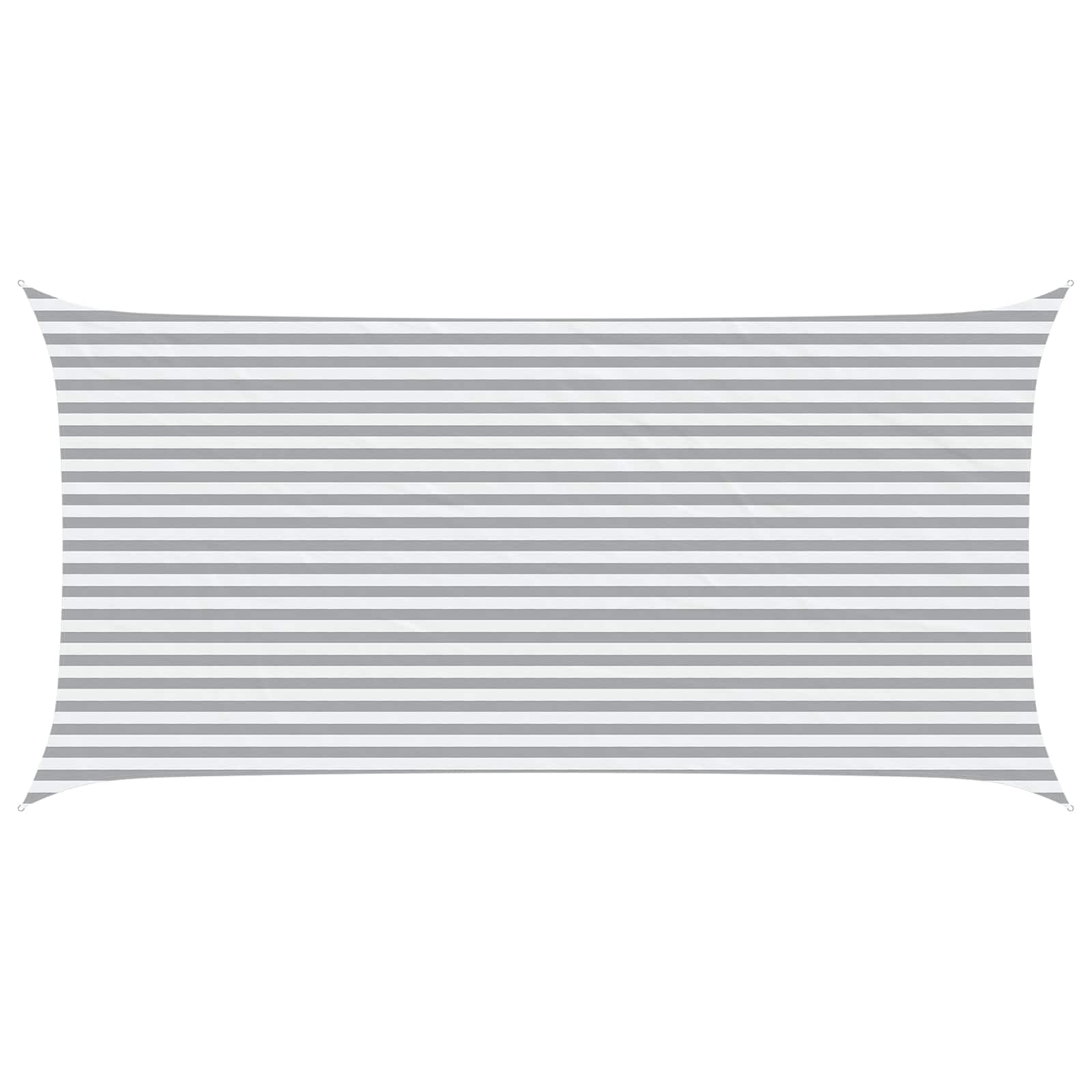 vidaXL Sun Shade Sail Light Grey and White 6 x 3 m, Outdoor Shade, UV-Resistant, Rectangular Canopy, Polyester Cover, Modern Terrace, Water Resistant Poolside