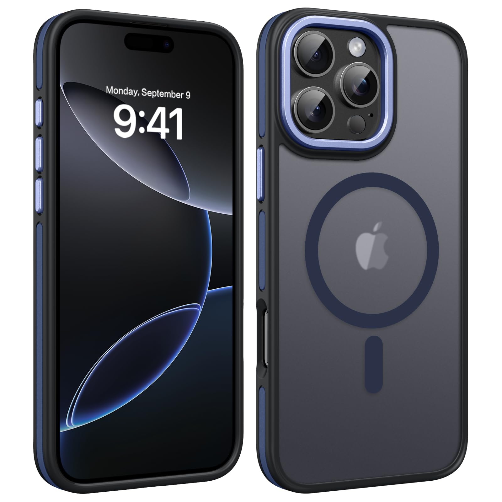 YINLAI Custodia Per IPhone 16 Pro Max Con Supporto Invisibile E Magneti - Traslucida Opaca Nero - 4