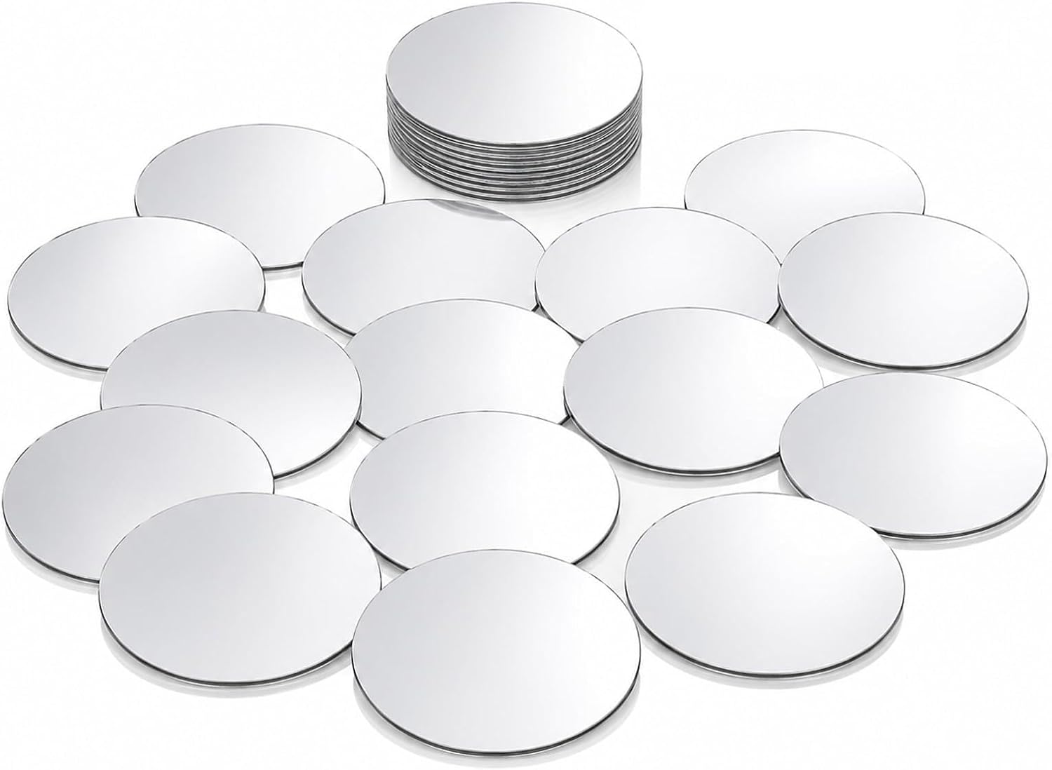 20Pcs Small Round Mirror, 2 in Mini Acrylic Mirror Tiles for Crafts