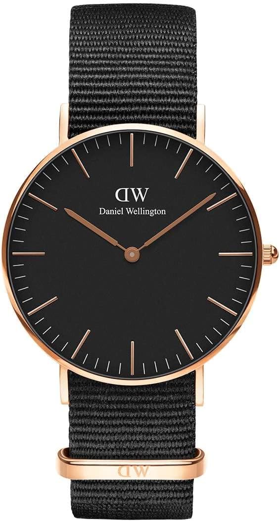 Classic Cornwall, Black/Rose Gold Watch, 36mm, NATO, for Women and Men