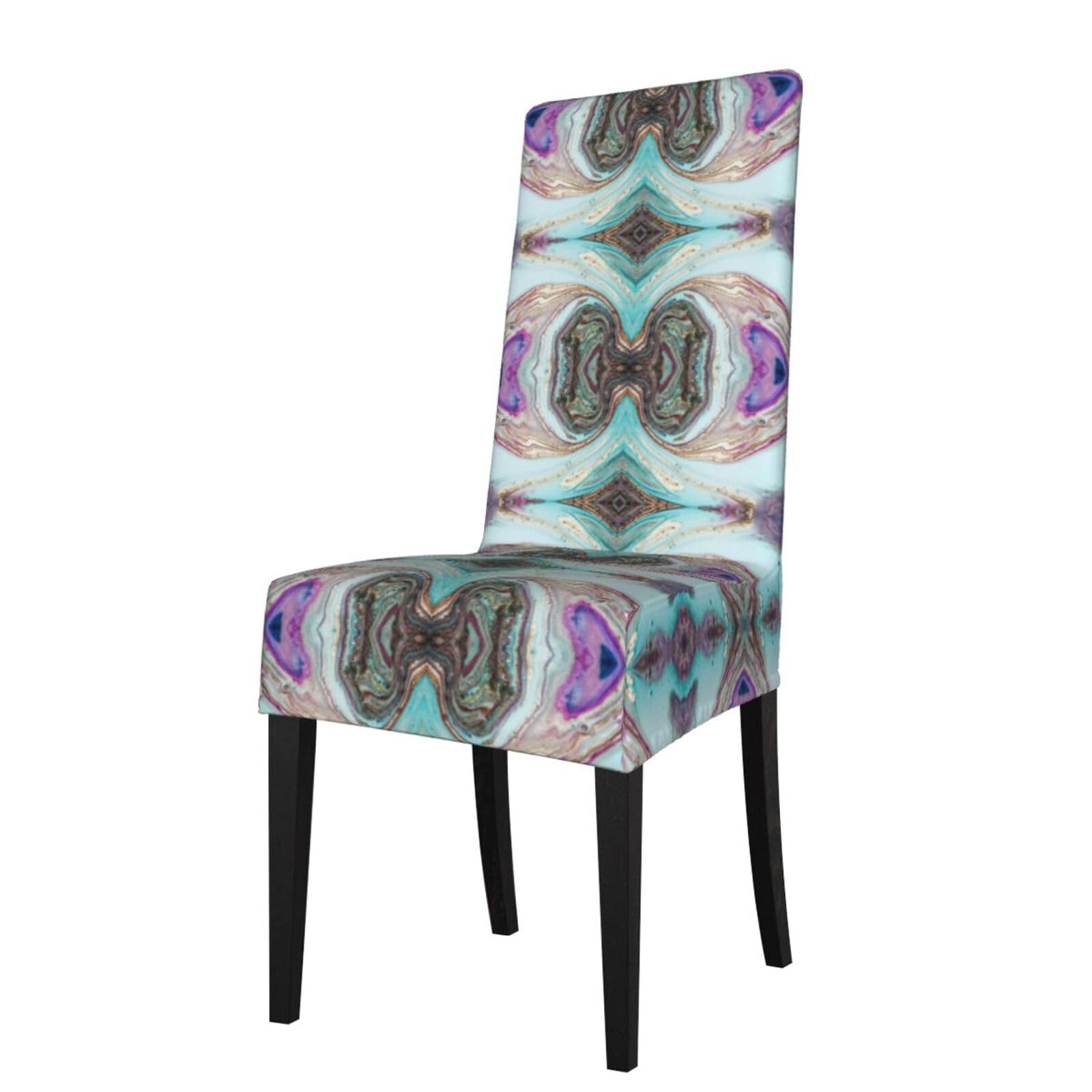 Lkymoh As Picture Rainbow Agate Geode Rock, Chair Covers Stretch Chair Slipcovers For Dining Room, For Party Pet Protection Universal Fit Soft Polyester