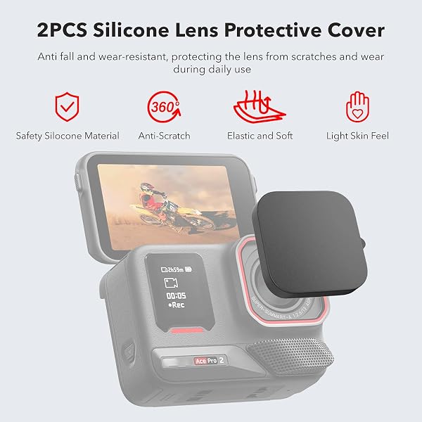 SYMIK Borsa piccola per Insta360 Ace Pro 2, in silicone, protezione dello schermo e borsa da viaggio rigida portatile per accessori Insta 360 Ace Pro 2 - 2