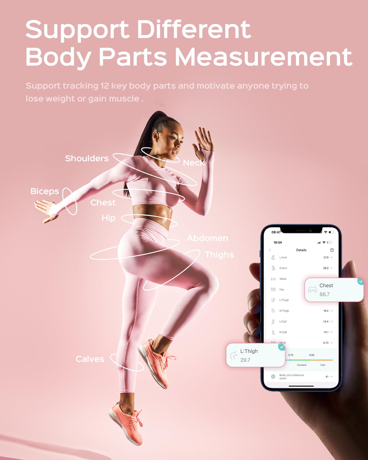 Smart Body Tape Measure with Cute Rabbit Silicone Case, Bluetooth Body Measuring Tape for Weight Loss & Muscle Gain, Digital Waist Measure Syncs with App