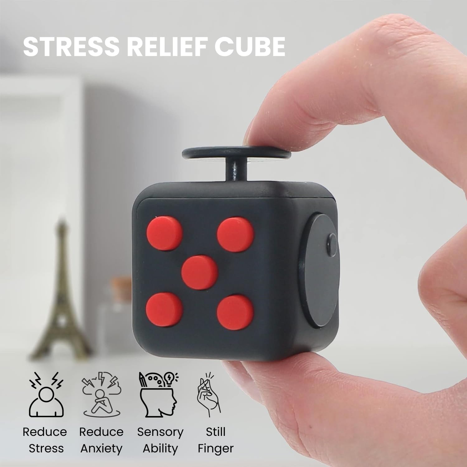 TRU TOYS Fidget Cube with Strap, Anti Stress Relief Toy, Pocket Sized Handheld Finger Toy for Adults Kids, 6 Side Relaxing ADHD Stress Cube, Portable Fidget Toy (Random Color) 4