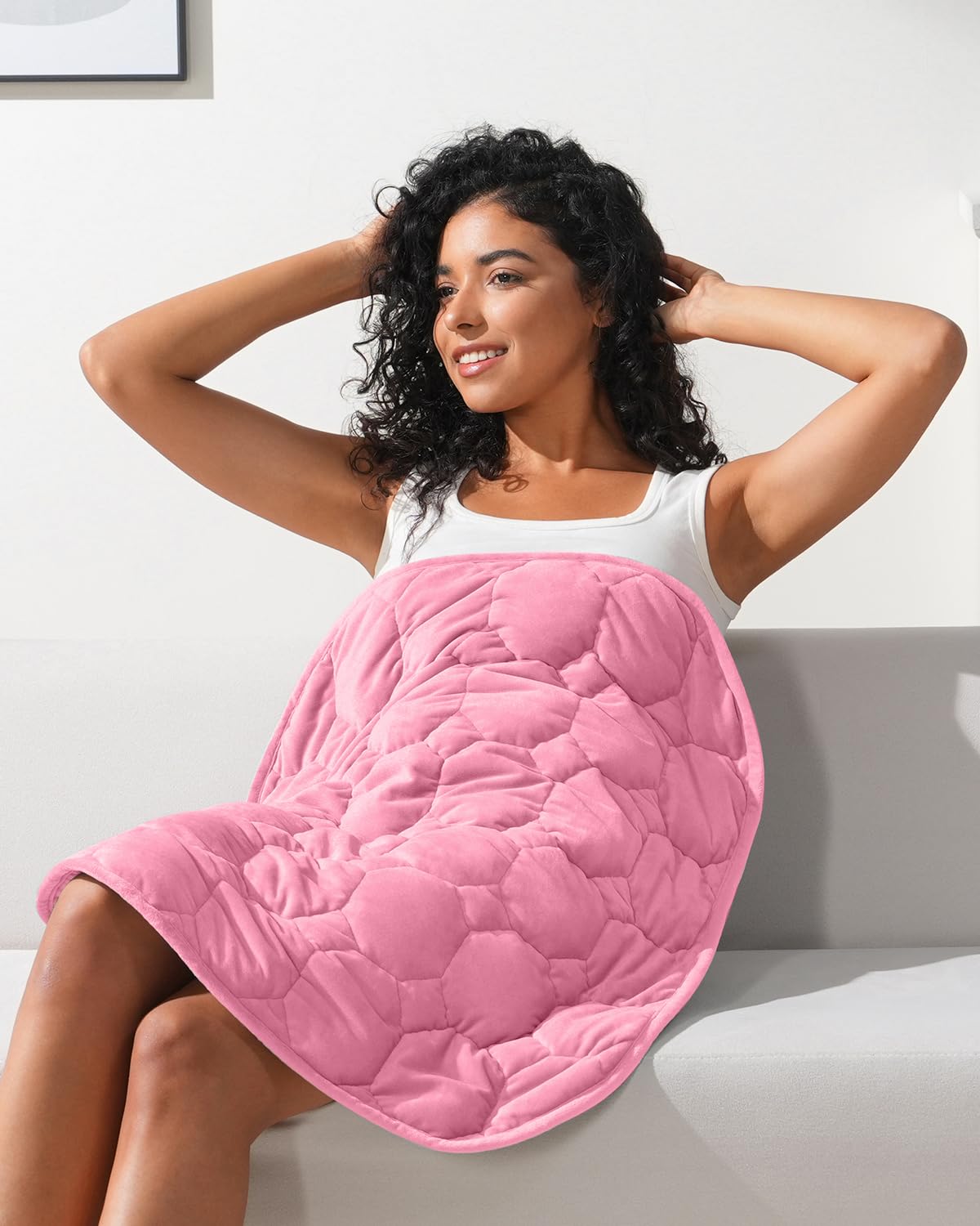 Sivio Gewichtsdecke für Erwachsene 5 lbs (2.3 kg) 74x61 cm Kristallsamt Maschinenwaschbar Rosa