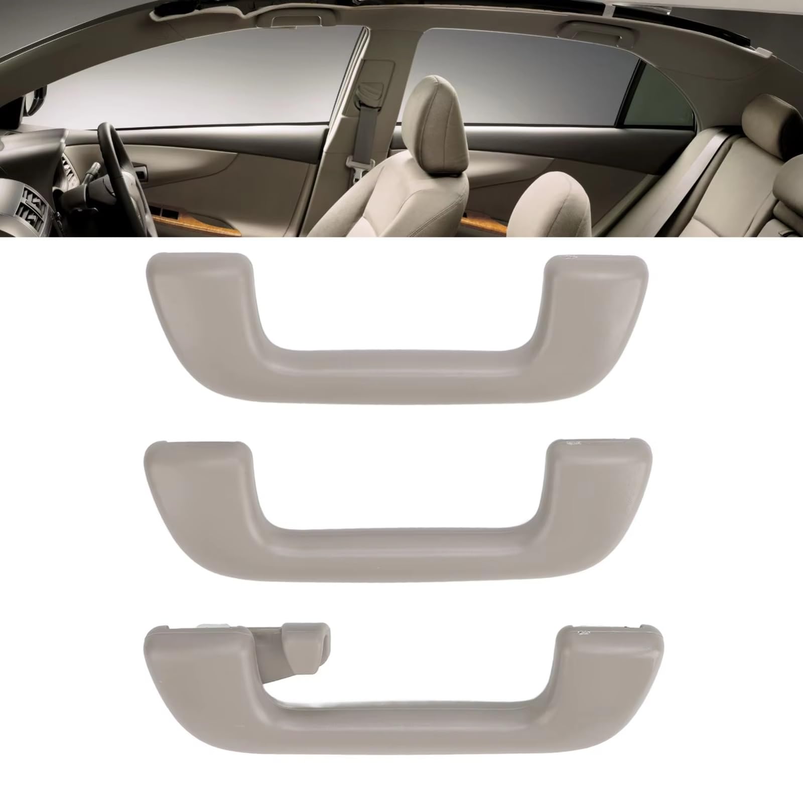 Generico Maniglia Trazione Tetto Compatibile con Toyota per Vios 2008-2014 per Auris 2007-2012 3 Pezzi Maniglia per Tetto Maniglia per Soffitto Maniglia per Soffitto 74610-52020