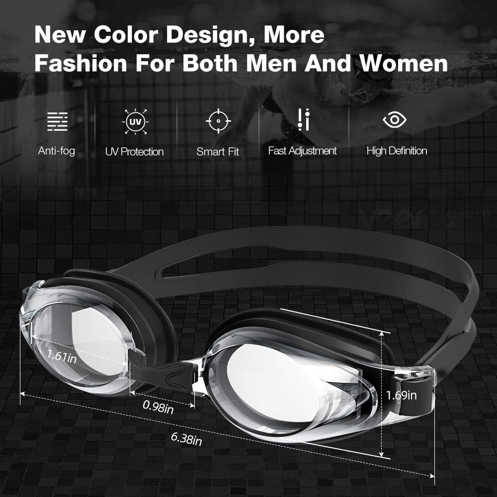 ZIONOR Swim Goggles, Upgrade G8 Swimming Goggles for Adult Men Women Youth, UV Protection Anti-Fog Leakproof (Black Frame Clear Lens) : Sports & Outdoors