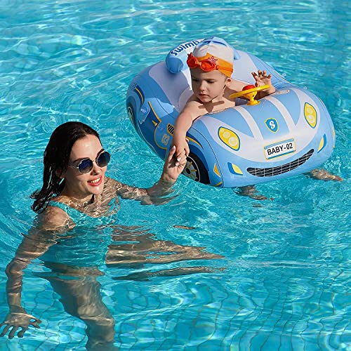 Image of Baby Pool Float with 3D Car Design,Thick PVC Baby Swim Floatie, Infant Swimming Floats Pool Toys for Toddlers Kids Age 12-18 Months, 12-24 Months, 2-3, 3+ Years Old Girl Boy (Blue)