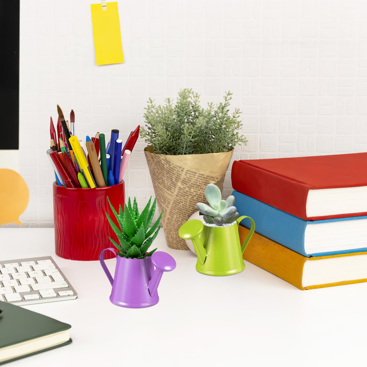 Didiseaon Mini annaffiatoio per bambini: 6 pezzi, piccolo annaffiatoio per bambini, in metallo, per bambini, decorazione per il giardinaggio, può essere versato