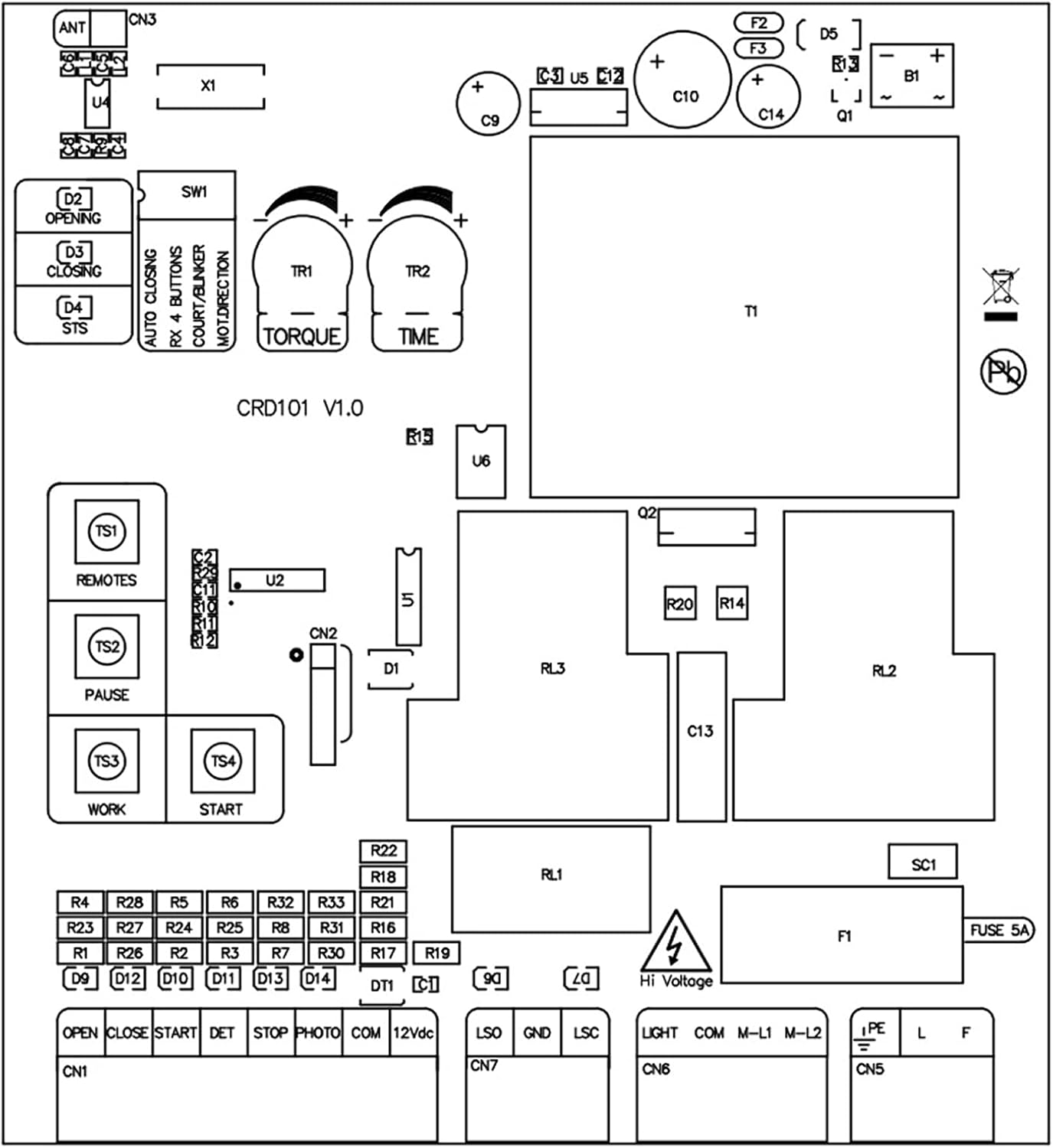 Schematic diagram of the Gate Motor Controller Circuit Board