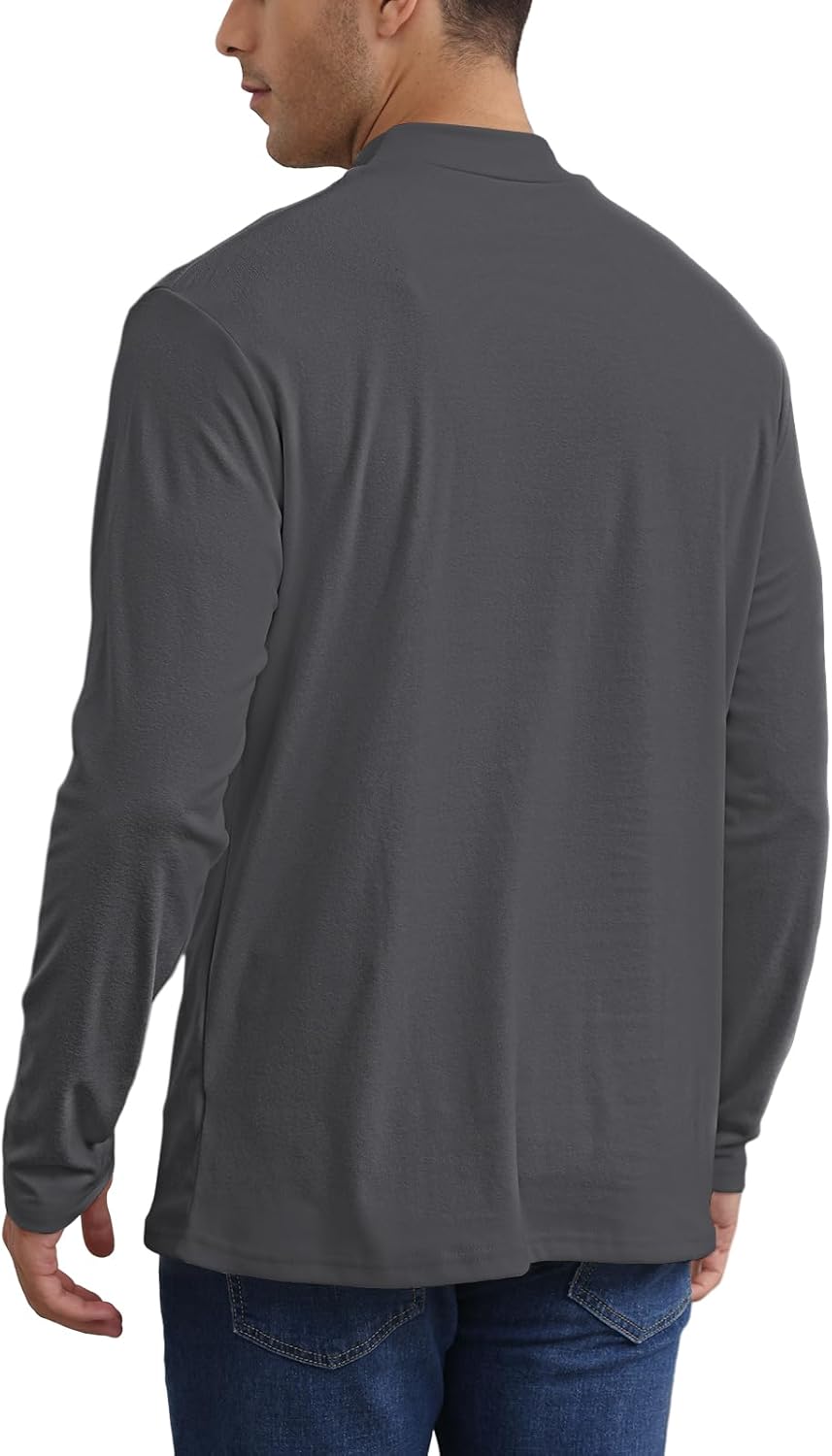 Mens Casual Mock Turtleneck T-Shirts Long Sleeve Thermal Stretchy Pullover Basic Lightweight Undershirt Sweater Tops - Image 4