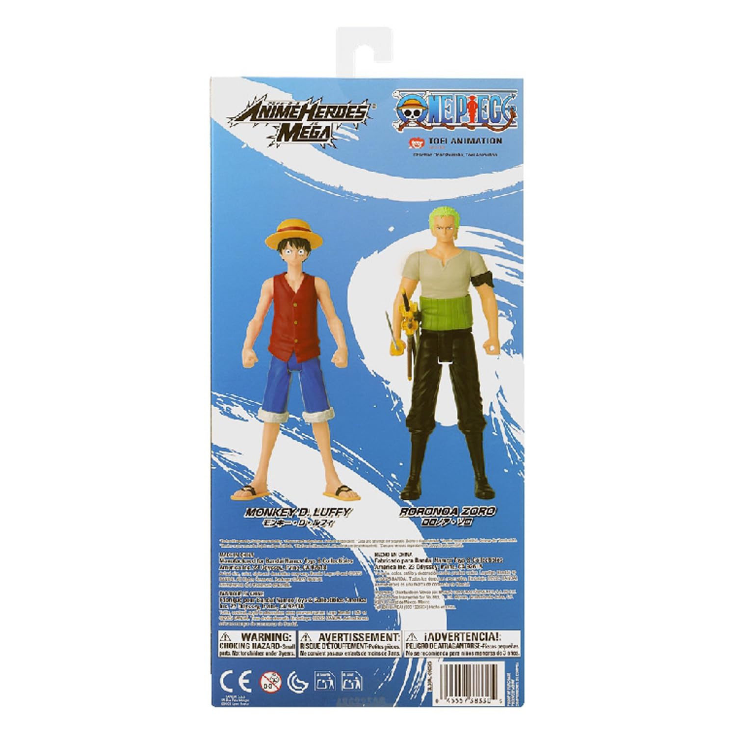 BANDAI - Anime Heroes - One Piece - Action figure Anime Heroes Mega 30 cm Zoro - Grande action figure snodata - Figura manga Zoro - Licenza ufficiale - Giocattolo per bambini dai 4 anni in su - 38332