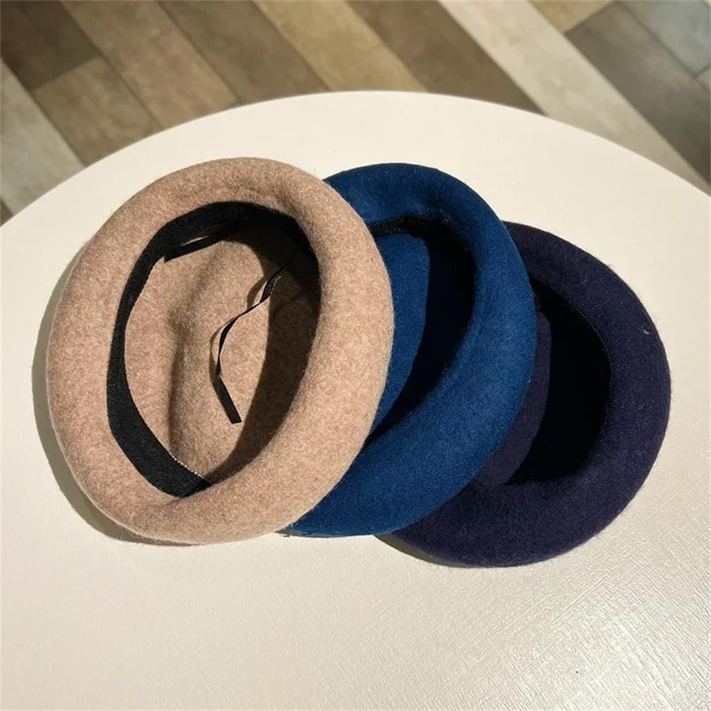 keusyoi Francese Berretti Cappelli per le Donne di Lana Artista Cappelli Caldo Inverno Primavera Beanie Hat Tinta Unita Elegante Signora Berretti Ber