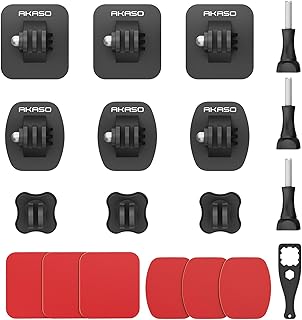 AKASO Helmet Sticky Mounts Adhesive Buckle Mount Screw Accessory Kit Compatible with GoPro Hero 13 12 11 10 Max 9 8 7 6 5 ...