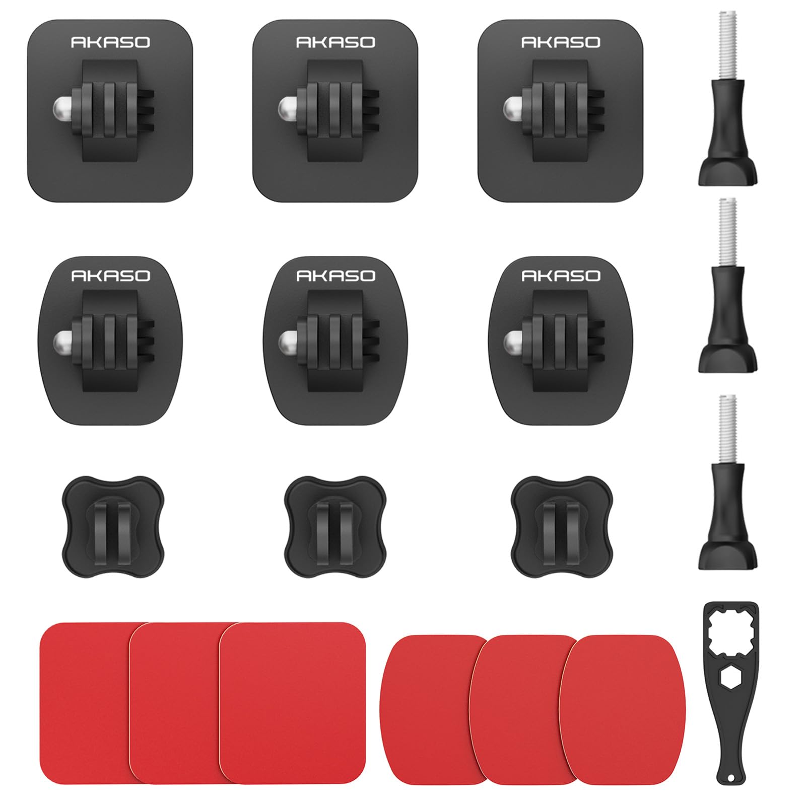 AKASO Kit de accesorios de tornillo de montaje con hebilla adhesiva para casco compatible con cámaras de acción Hero 13 12 11 10 Max 9 8 7 6 5 DJI Osmo Insta360