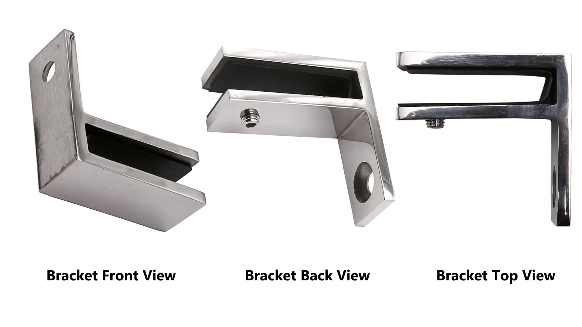 Top Hardware 90 Degree Glass to Wall Stainless Steel Bracing Clamp,Bracket,Stiffener for 1/2 and 3/8 Glass,Chrome Finish