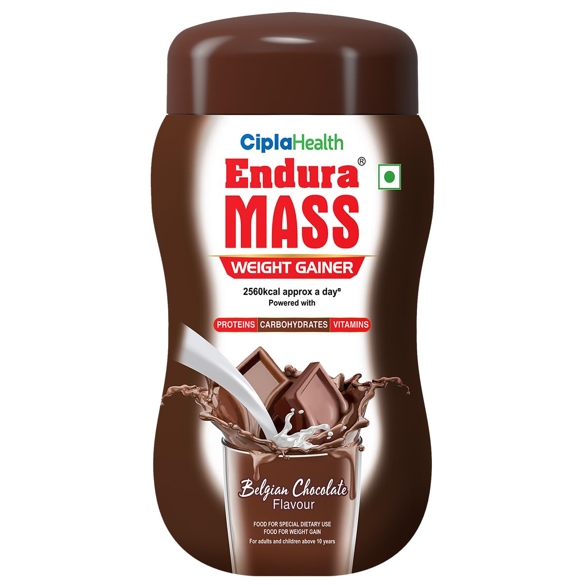 Endura Mass Weight Gainer Powder 550G Belgian Chocolate | Unique Blend Of 3 Sources Of Protein, Carbs, Vitamins & Essential Minerals | Ideal For Children Above 10 Years, Men, Women & Athletes