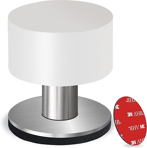 Miniatura 1 de Tope de puerta con adhesivo extra, tope de puerta autoadhesivo con parachoques de goma negra y cuerpo de acero inoxidable - Protector de pared