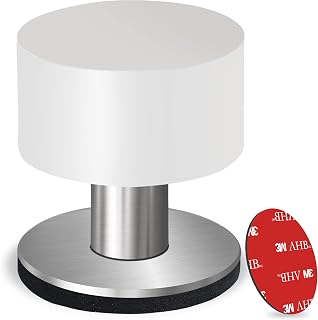 Door Stopper with Extra Sticker, Self-Adhesive Door Stop with Black Rubber Bumper & Stainless Steel Body - Heavy Duty Door Knob Wall Protector Sound Dampening for Home & Office Use