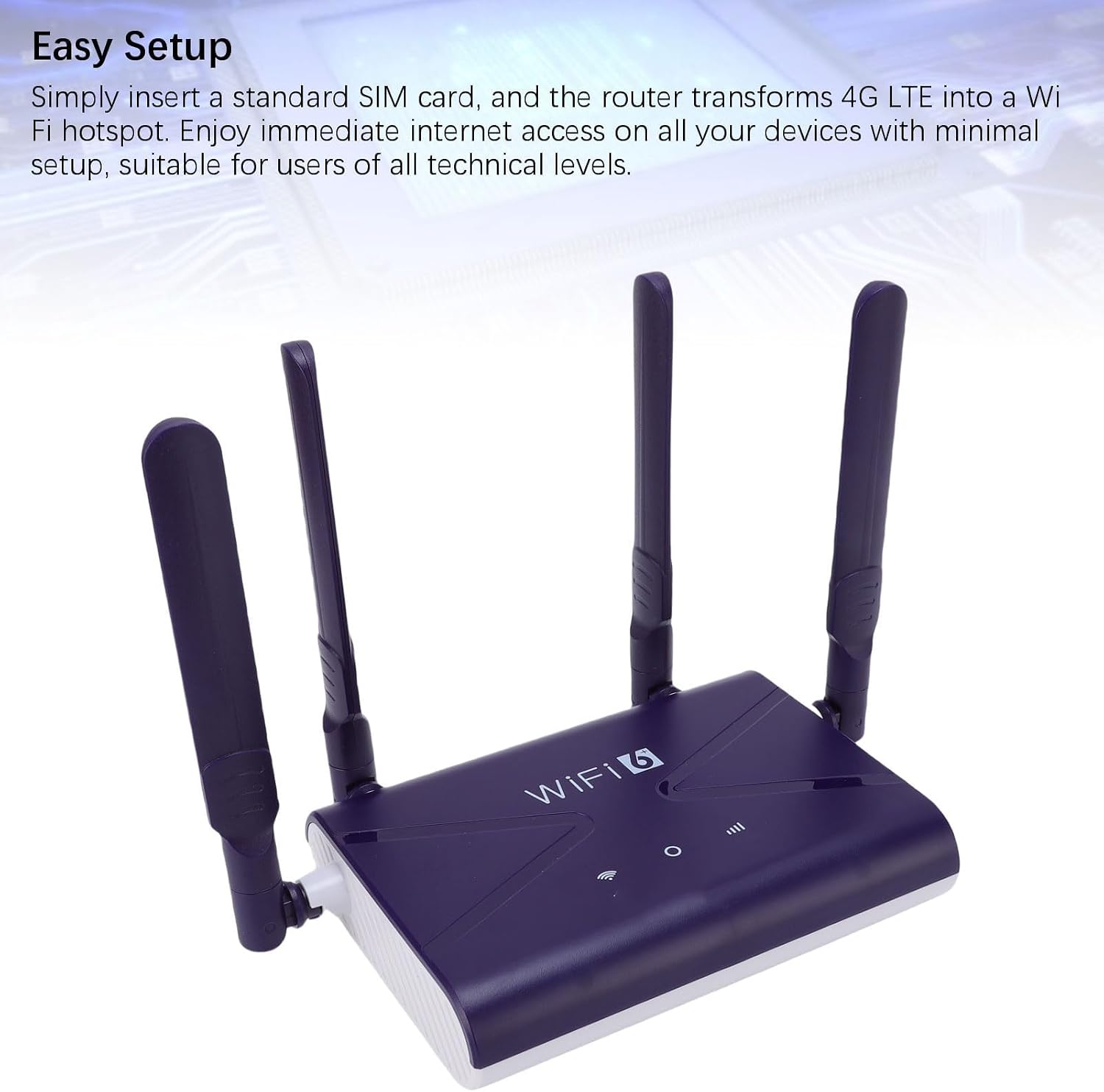 Dpofirs WiFi 6 Router with antennas adjusted for easy setup