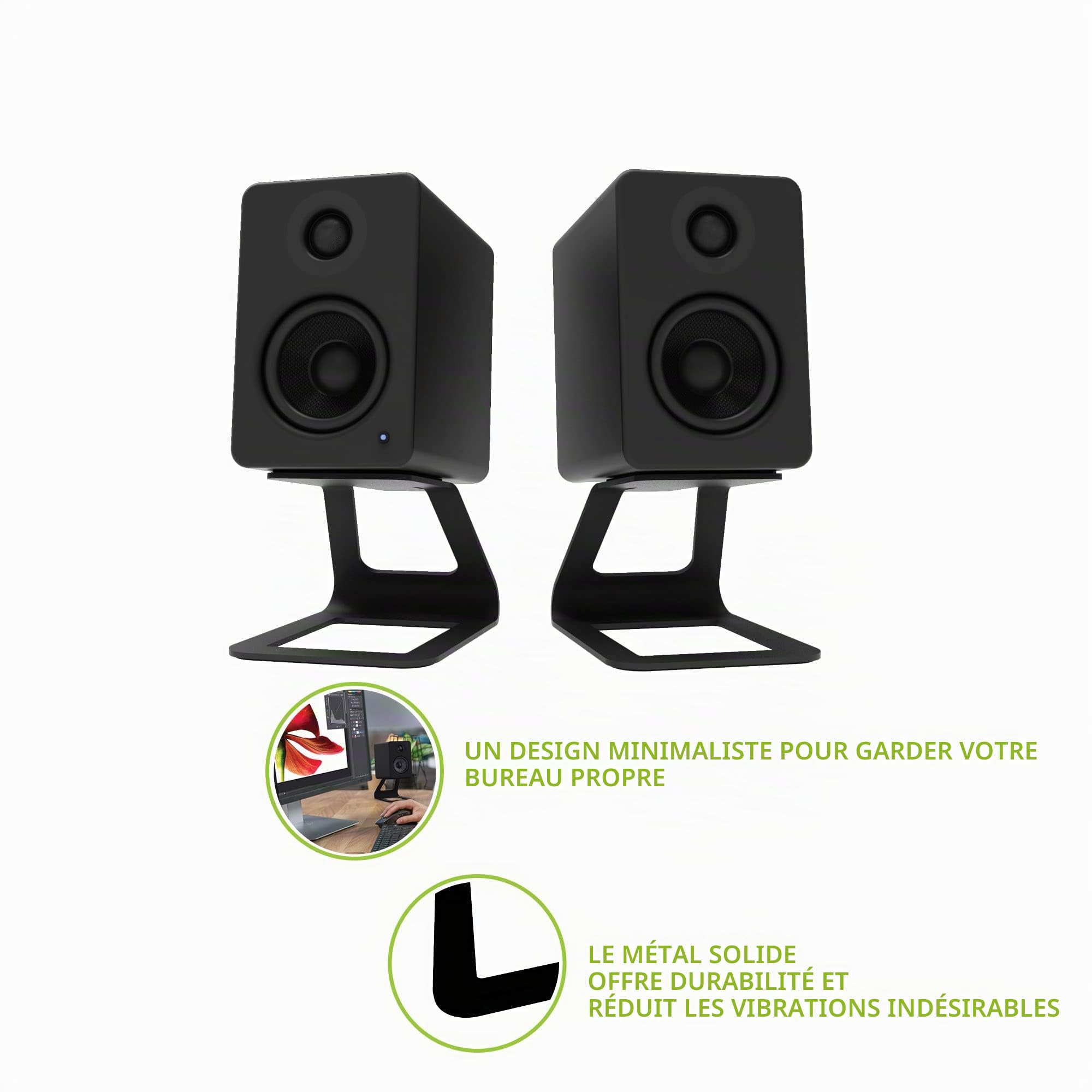 Kanto SE2 Elevated Desktop Speaker Stands for Small Speakers | Black | Pair