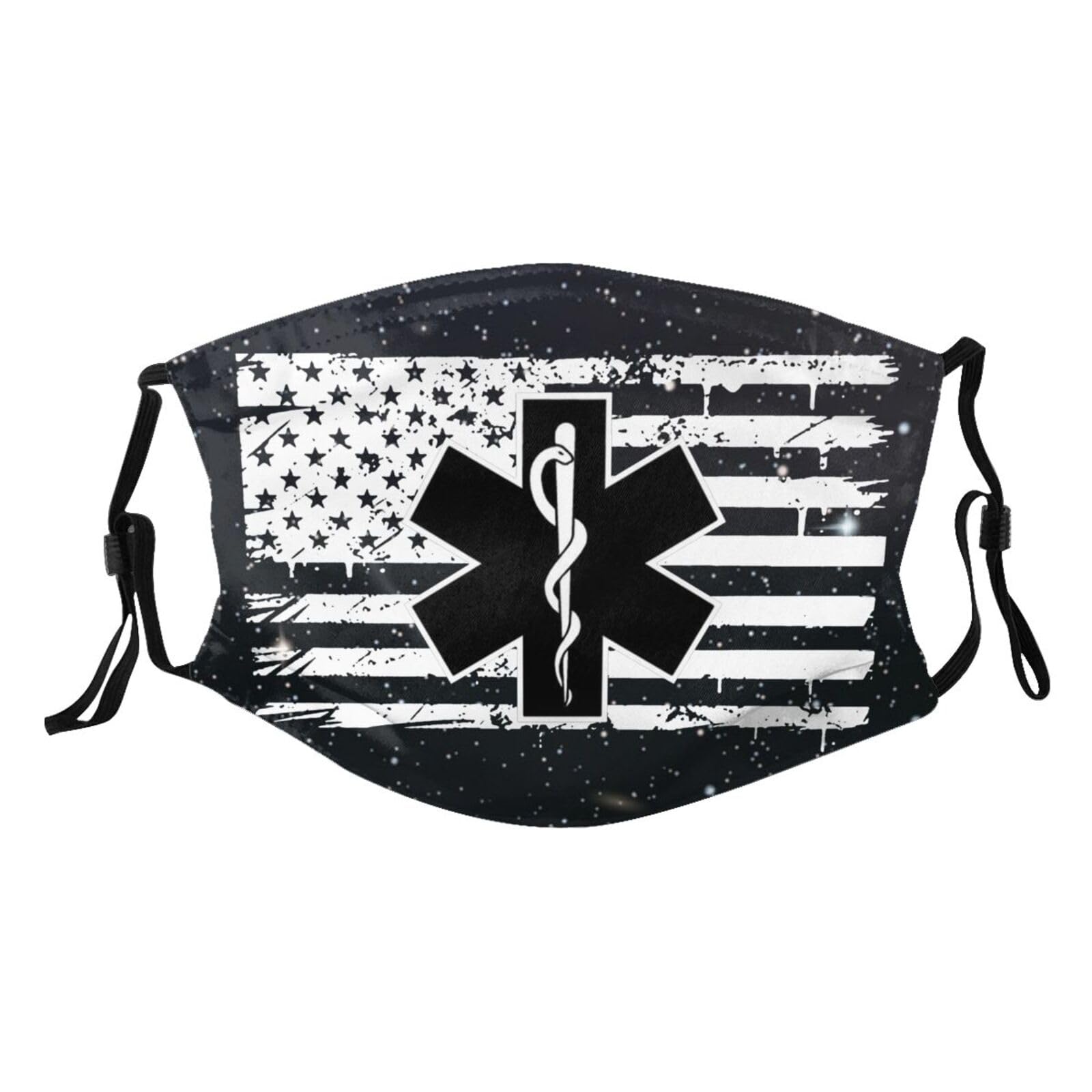 EMS Star of Life EMT Paramedic Medic American Flag Adult Dust Mask Adjustable Dust Face with 2 Filter85