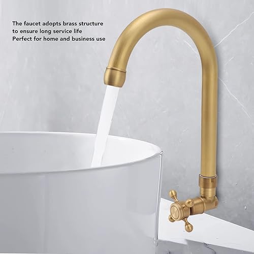 Miniatura 3 de Grifo para lavabo de baño, grifo de lavabo de latón antiguo, grifo de una sola manija, grifo de agua fría caliente con perilla cruzada para baño