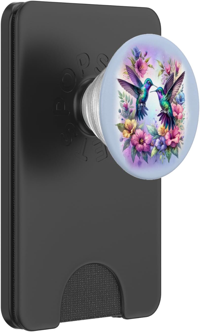 Adorable Purple Hummingbird Flower Cute Birds Floral Purple PopSockets PopWallet for MagSafe