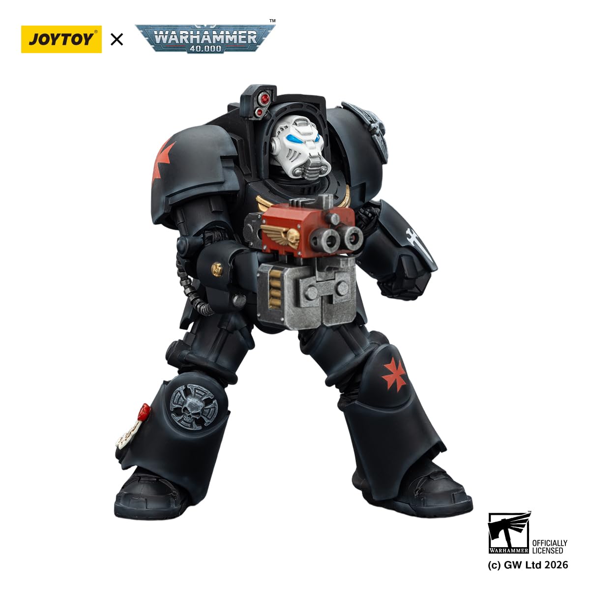 JOYTOY Action Figures Warhammer 40K Terminator Squad 1/18 Movable Model Collectible Figurine Ages 15+ (BlackTemplars Terminator 2 with Power Fist and Storm Bolter) - 5