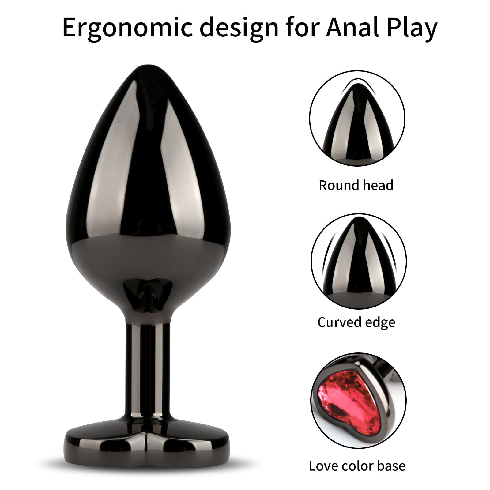 HISIONLEE Anal Plug 3PCS Sex Toys Anal Training Set Metal Butt Plug Adult Trainer Kit Toy with Crystal Diamond S&M Adult Gay Anal Plugs Toy for Beginners Couples Women Men Unisex(): Red