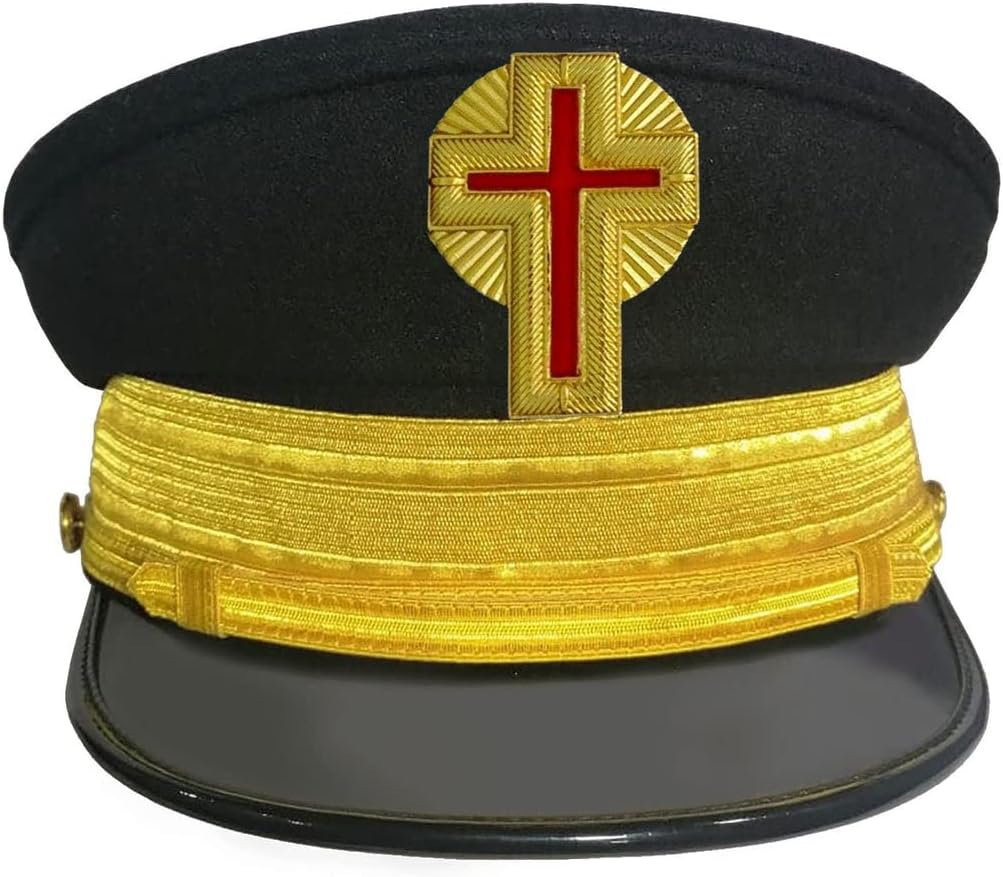 BRICKS MASONS Knights Templar Dress/Military Fatigue Caps Without Vinework and with Gold Braid (Gold Metal Past Commander wit, 7-5/8)