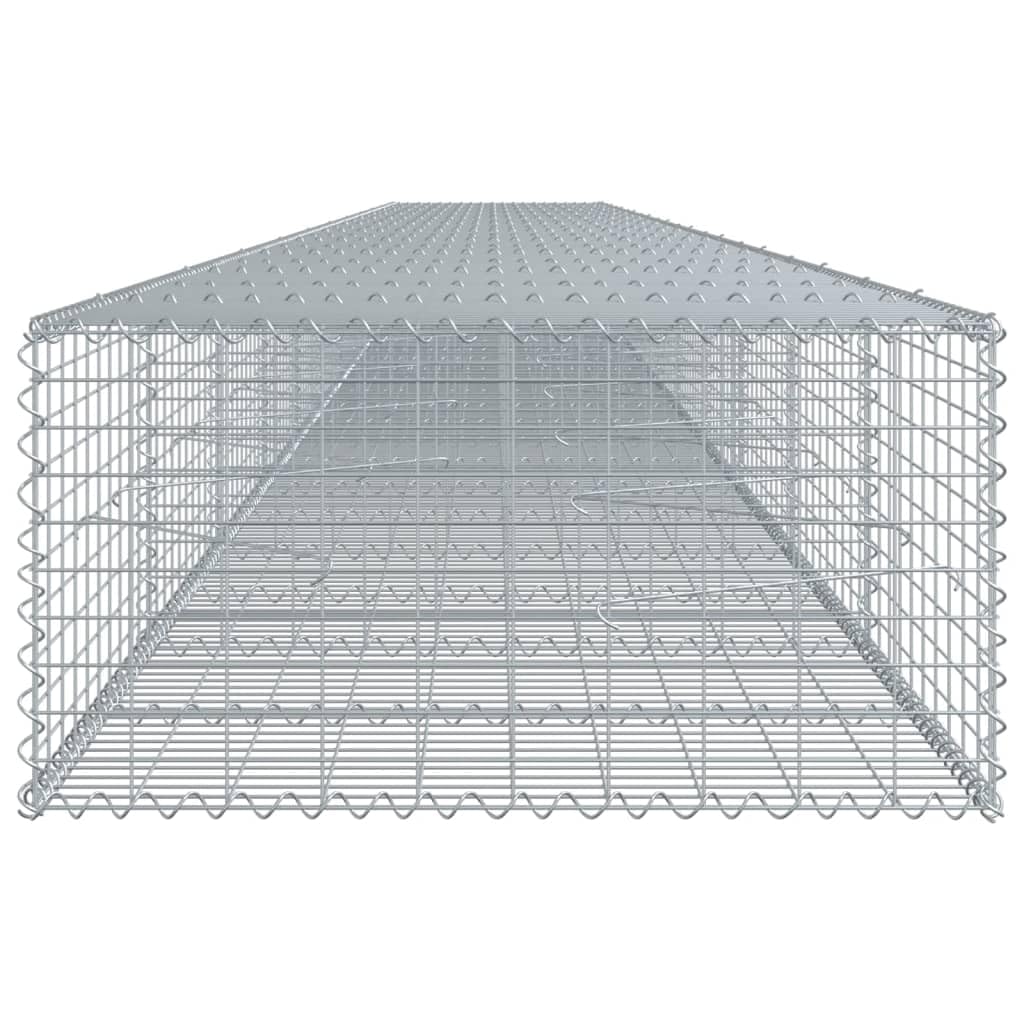 Gavión con tapa, 1100 x 100 x 50 cm, alambre de hierro galvanizado | Cesta de piedra resistente para jardín y exterior, ideal como protección visual o pared decorativa de terraplén.