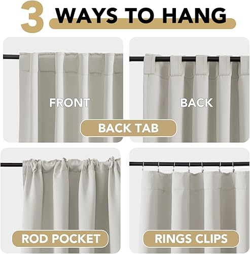 Miniatura 4 de H.VERSAILTEX Cortinas opacas con aislamiento térmico, decoración ventana, paneles para sala o habitación, oscurecen, con trabillas traseras y