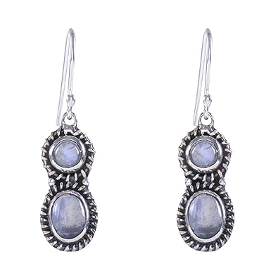 925-92.5 Sterling Silver Rainbow Moonstone Earring Fashion Dangle and Drop Earring for Women and Girls