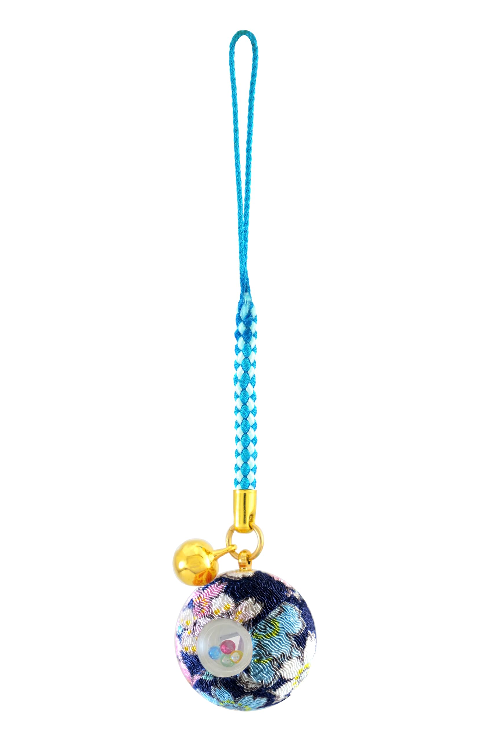 ZOON Chiffon Brocade Kaleidoscope Japanese Pattern Chiffon Bell Root Charm Keychain, navy : Clothing, Shoes & Jewelry