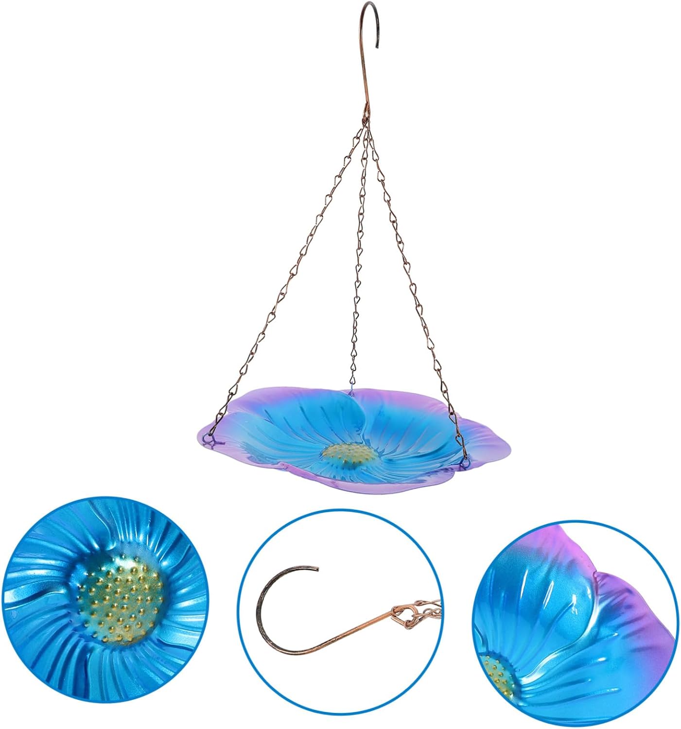 Outdoor Hanging Bird Feeder Tray Iron Material Garden Bird Feeding Accessory with Smooth Surface Easy to Fill and Clean for Patio Porch Trees