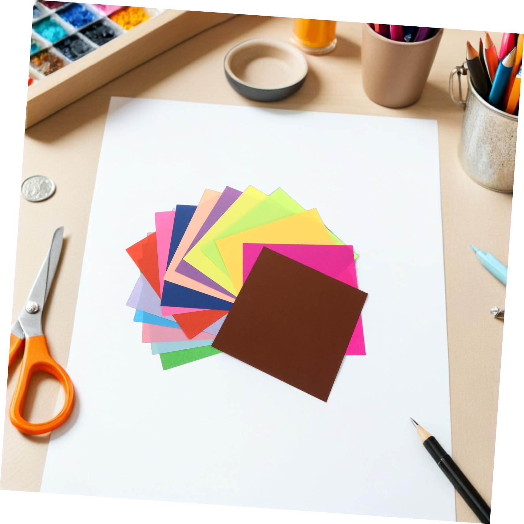 Lurrose 600 Blatt Quadratisches Origamipapier Farbenfroh für Basteln und Schulprojekte