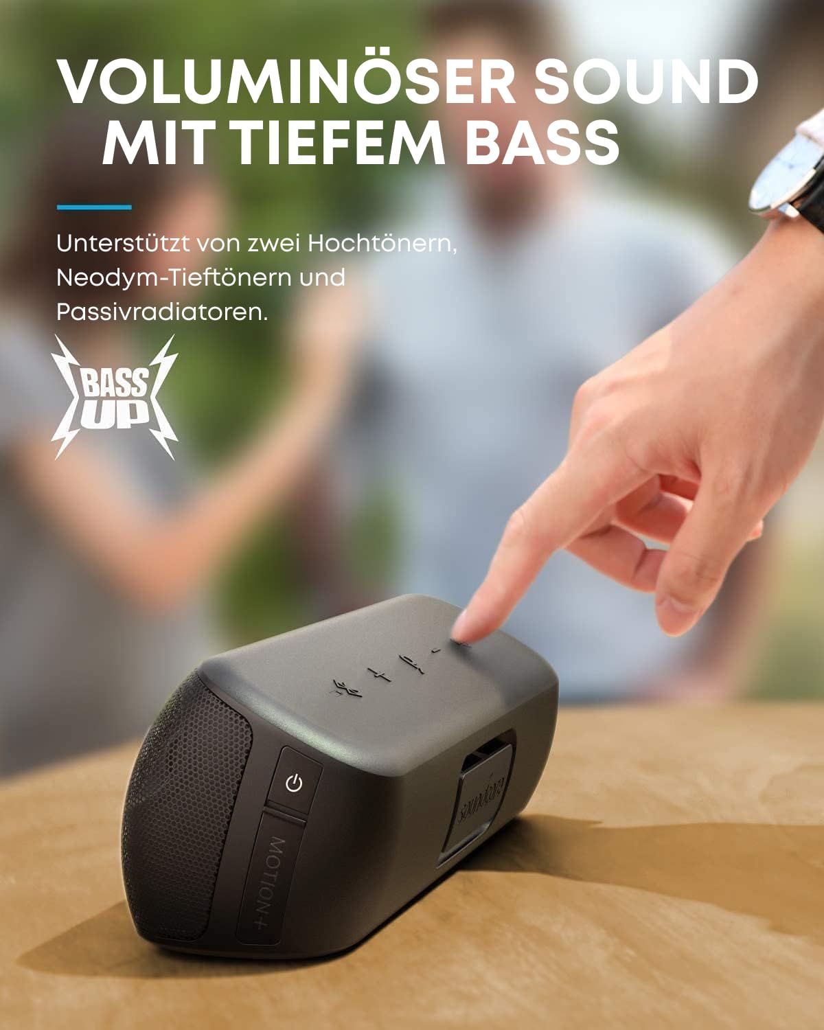 soundcore Motion+ Bluetooth HiFi Lautsprecher mit Hi-Res 30W Audio, Intensiver Bass, Kabelloser, mit App, USB C Konnektivität, Flexibler EQ, 12h Akkulaufzeit, IPX7 Wasserschutz (Schwarz)