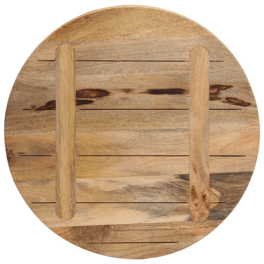 Plateau de table rond en bois de manguier - 60 x 1,5 cm - Naturel rustique - En bois massif - Pour salle à manger, cuisine, extérieur, bistrot et maison - Pour salon, balcon, salle à manger