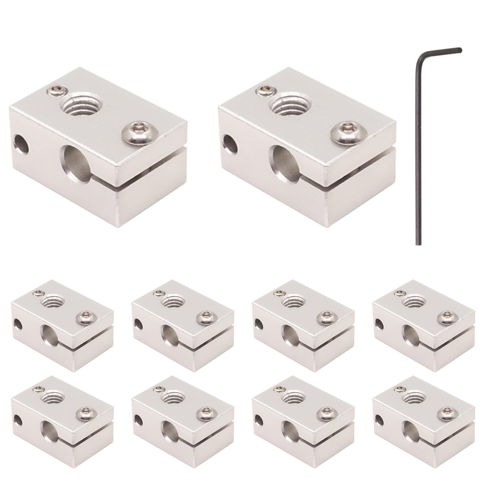 hiBCTR10-Packs 3D Printer Sensor Heater Block, Compatible with E3D V6 J-Head RepRap Bowden Hotend Extruder for HT-NTC100K PT100 - Aluminum