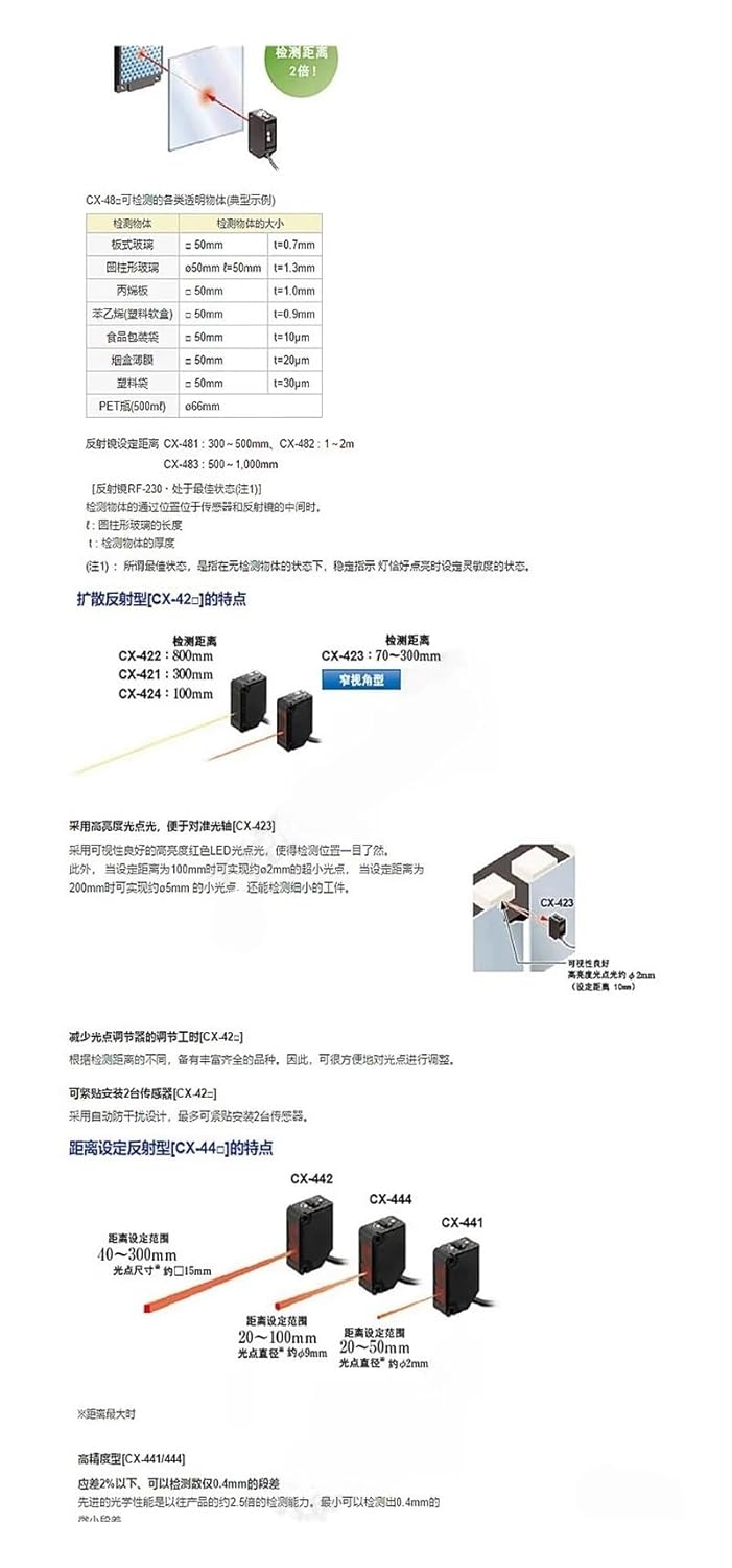 Photoelectric Switch CX-421 CX-422 CX-423 CX-424 CX-425 CX-441 CX-442 CX-443 CX-444(CX-424)