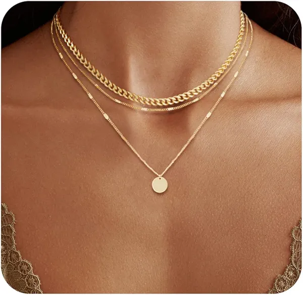 JECOMY 14K Gold Plated Layering Necklaces For Women Gold Necklace Set, Cuban Link, Snake Chain, Paperclip Layered Chains, Twisted Rope and Twisted Chain, Trendy Layering Necklace