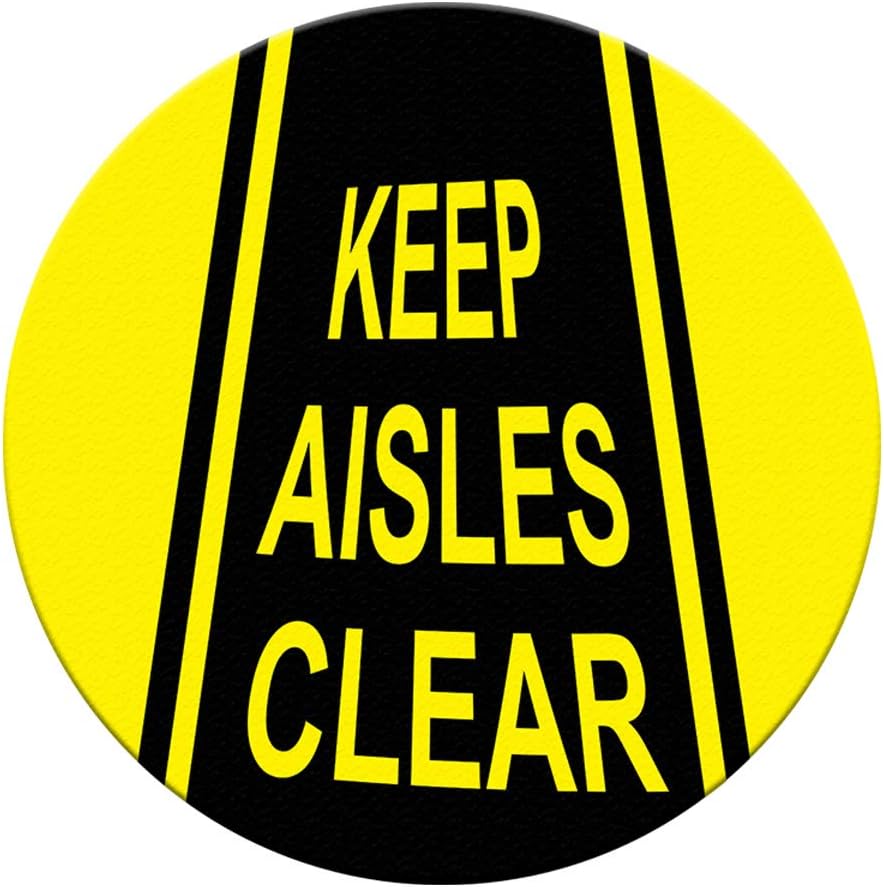Keep Aisle Clear Floor Decals Blue Black Anti-Slip Round Shape D Lifestyle Industrial Signs Stickers 17Inches Longer Side